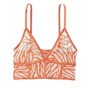 NWOT Auden Women's Mesh Longline Bralette Zebra Print Orange Large